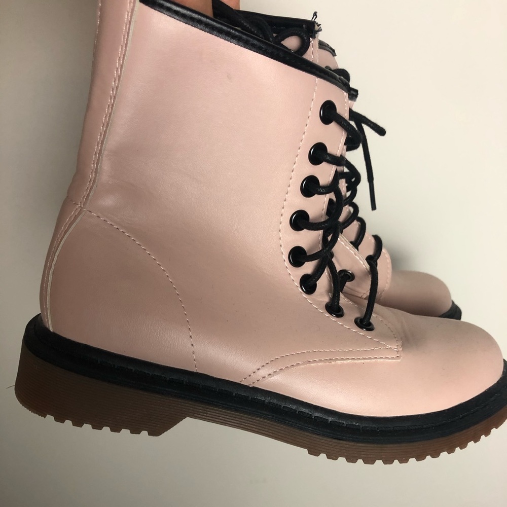 Color Block Combat Boots (Pink)